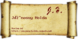 Jánossy Holda névjegykártya